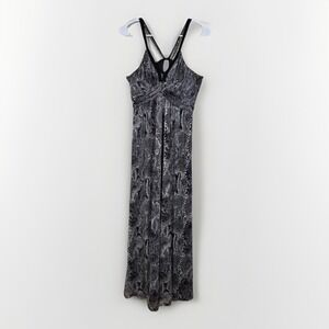 Express Maxi Halter‎ Dress Women's Small Black Snake Print V-Neck Trendy Evening